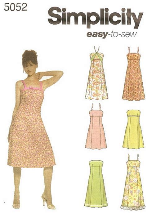 Summer Sun Dress Sewing Pattern Uncut Simplicity 5052 Miss Size 12 20 Strappy Or Strapless Fab