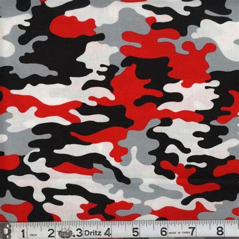 A Red And Black Camouflage Print Fabric