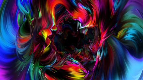 Download 2560x1440 Wallpaper Neon Digital Art Threads Colorful Dual Wide Widescreen 169
