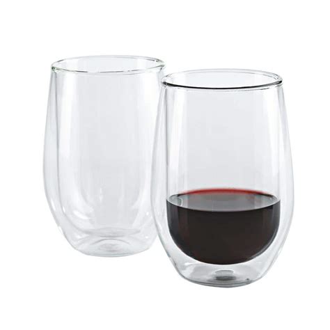 Wine Enthusiast 12 Oz Steady Temp Double Wall Cabernet Stemless Wine Glasses 707 09 04 The