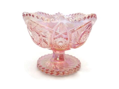 Vintage Pink Carnival Iridescent Glass Bowl Etsy