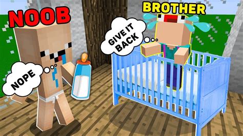 Minecraft Noob Vs Pro Baby Noob Brother Challenge In Minecraft