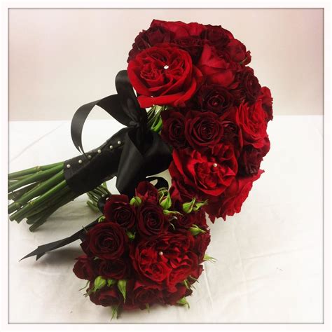 Red Rose Wedding Bouquet And Bridesmaid Bouquet Red Rose Wedding Red Rose Bridal Bouquet