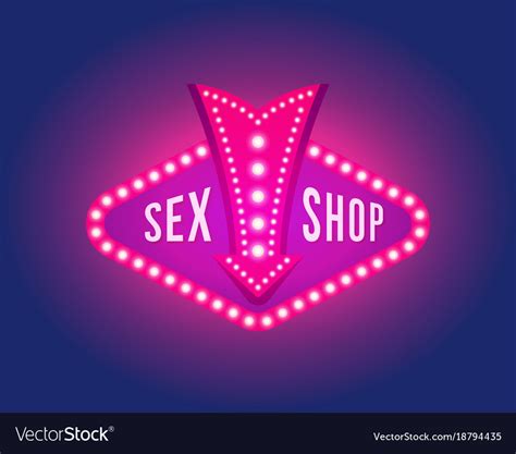 Retro Signboard With Light Text Of Sex Shop Vector Image