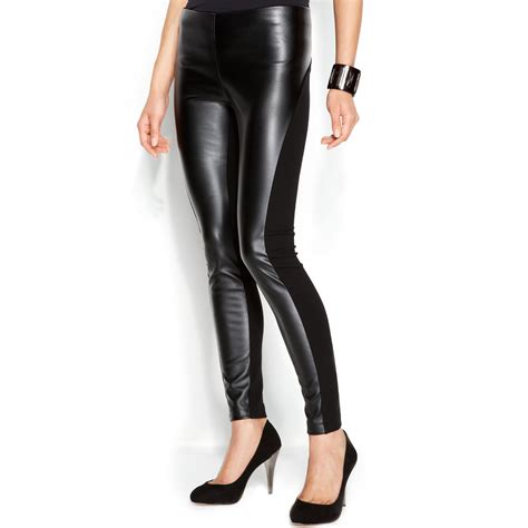 leggings leather front panels for women