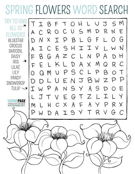 Printable Flower Word Search Printable Word Searches