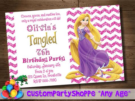 Printable Tangled Invitation Rapunzel Invitation Disney Princess