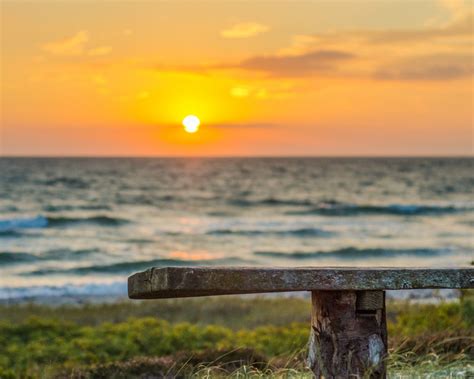 Desktop Wallpaper Sun Sunset Beach Bench Nature Sea Hd Image