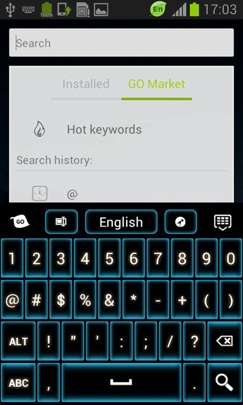 Blue Neon Go Keyboard Free Android Theme Download