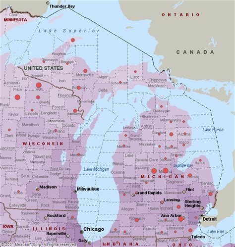 Michigan Bigfoot Sightings Map Tourist Map Of English