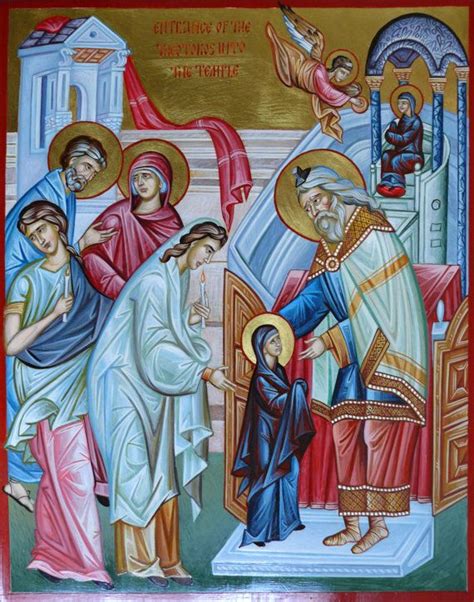 Entrance Of The Theotokos Into The Temple Icon Hand Painted Icon By