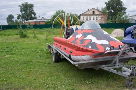 The Hovercraft On The Trailer For Transportation Stock Image Image Of Isolated Boat 91024861