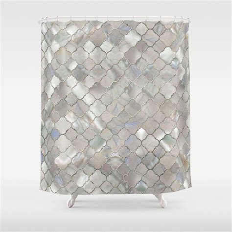 Quatrefoil Moroccan Pattern Mother Of Pearl Shower Curtain By