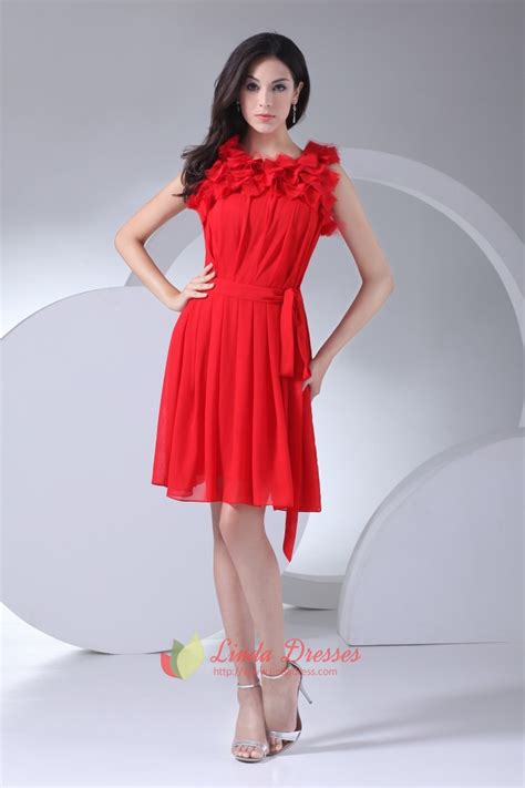 Red Chiffon Cocktail Dress
