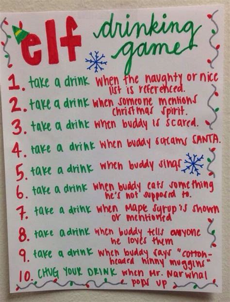 Elf Drinking Game Christmas Drinking Drinking Games For Parties