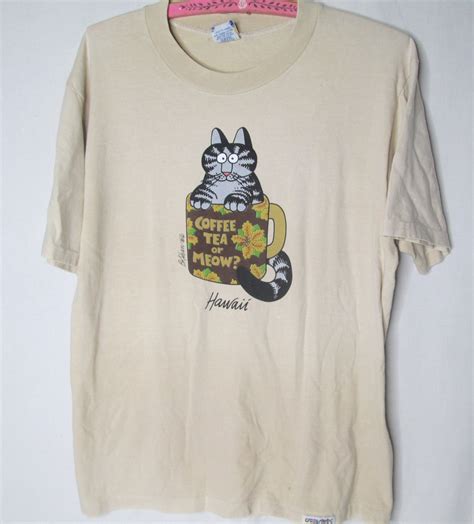 Vtg Crazy Shirts Hawaii Kliban Cats Coffee Tea Or Meow Kona Etsy