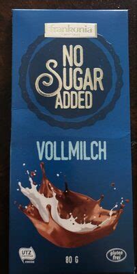 No Sugar Added Vollmilch Frankonia Chocolat 80 G