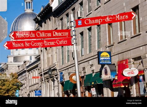 French Language Signs With Street Indications In Place Jacques Cartier