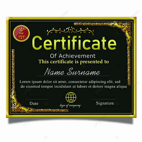 Black Certificate Template Psd With Gold Frames And Gold Borders