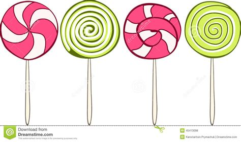 Set Of Colorful Round Colorful Lollipops Cartoon Vector