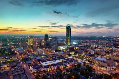 Oklahoma City Downtown Business District Aerial Skyline Photography