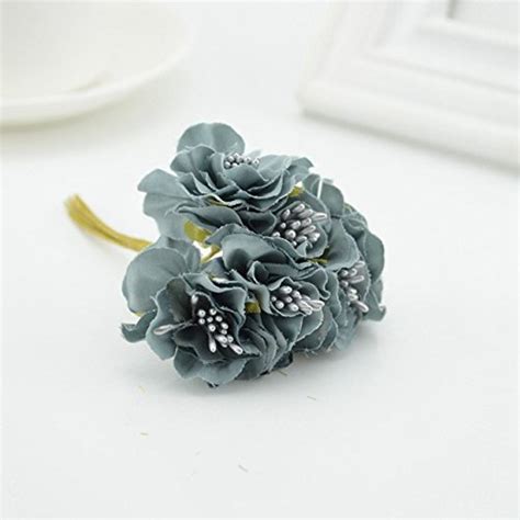 buy gray 6pcs silk cheap artificial flowers for home wedding car decorative bride bouquet