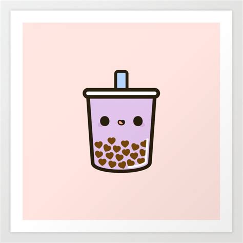 Boba bubble tea pattern phone cases | lookhuman. Cute Love Heart Bubble Tea Art Print by peppermintpopuk | Society6