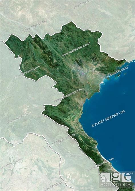 Satellite View Of Northern Vietnam With Country Boundaries And Mask