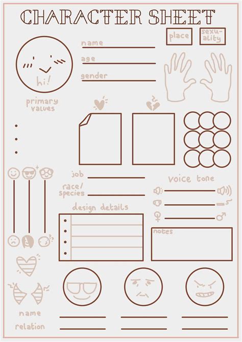 Simple Oc Character Sheet Blank Template Printable Etsy Uk In 2023