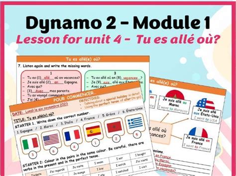 Ks3 French Dynamo 2 Vert Module 1 Lesson For Unit 4 Tu Es Allé