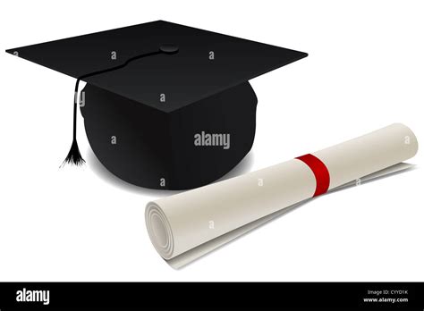 Illustration Of Doctorate Hat With Degree On White Background Stock