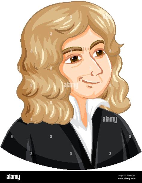 Retrato De Isaac Newton En Ilustración De Estilo De Dibujos Animados