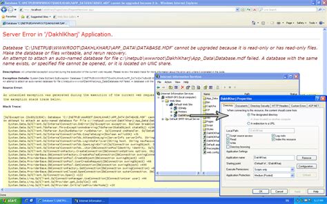 Database DATABASE MDF Cannot Be Upgraded Because It Is Read Only Or Has Read Only Files