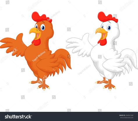 Cute Rooster Cartoon Presenting Stock Vector Royalty Free 204561928
