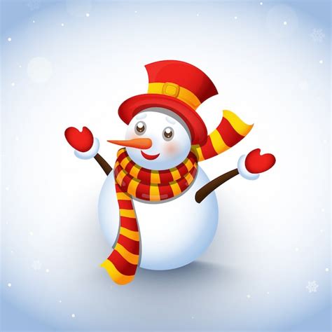 Premium Vector Cute Snowman Wearing Clothes On Winter Snow