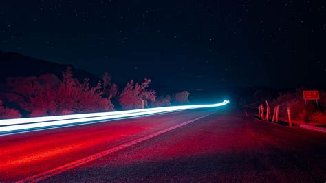 Download Wallpaper 1920x1080 Night Road Long Exposure Glow Starry