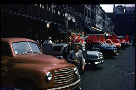 Boston Ma Quincy Market Street Scene Old Delivery Trucks 1950s