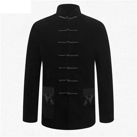 Black Brand New Arrival Chinese Traditional Mens Embroider Kung Fu