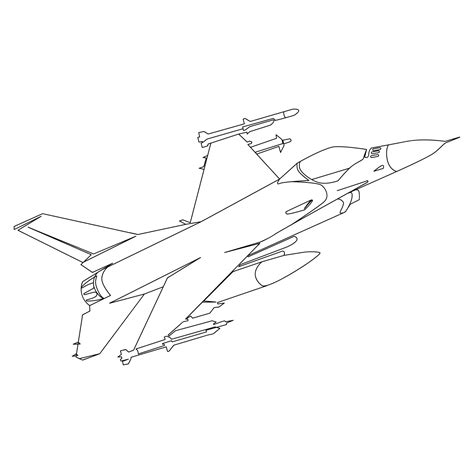Premium Vector Air Force F 16 Fighting Falcon Fighter Jet Line Art
