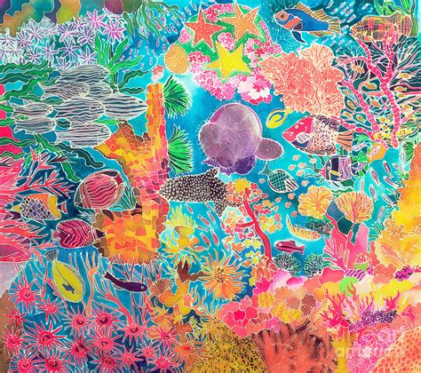 Tropical Coral Painting By Hilary Simon