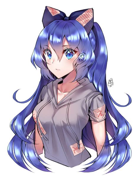 Safebooru 1girl Blue Bow Blue Eyes Blue Hair Bow Breasts Collarbone Commentary Request Cropped