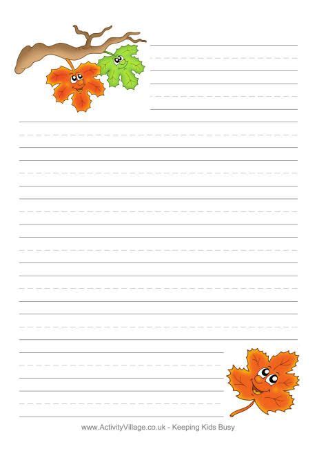 Autumn Leaves Writing Paper Writing Paper Template Fall Writing
