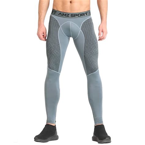 AMZSPORT Men S Compression Tights Thermal Base Layers Running Leggings