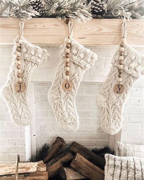 Knit Stockings With Wood Bead Tags Christmas Stockings Diy