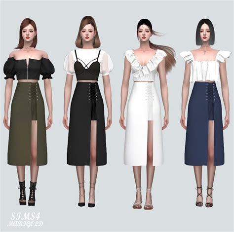 Lace Up Long Skirt At Marigold Sims 4 Updates