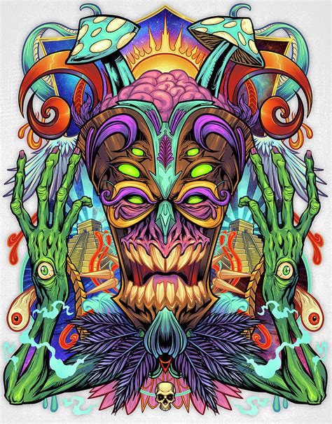 Psychedelic Tiki Creature Digital Art By Flyland Designs