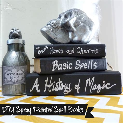 Diy Spray Painted Halloween Spell Books And Diy Faux Mercury Glass