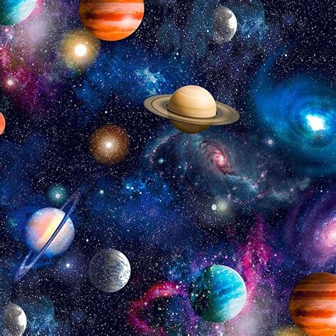 Planets Galaxy Digital 100 Cotton Universe The Vintage Sweetheart
