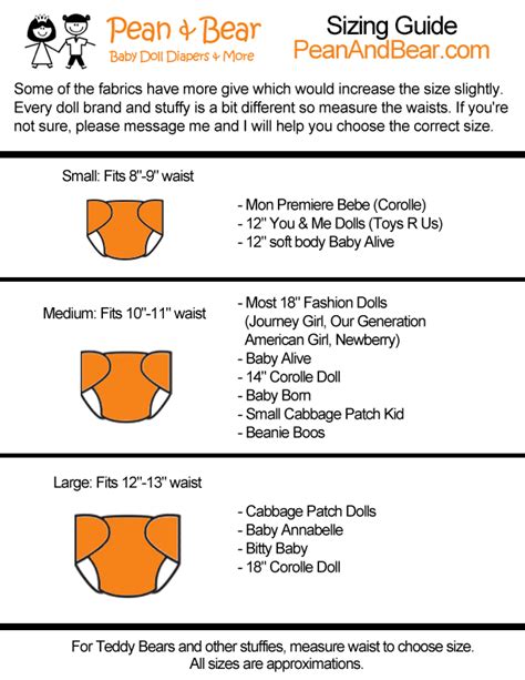 Diaper Waist Size Chart