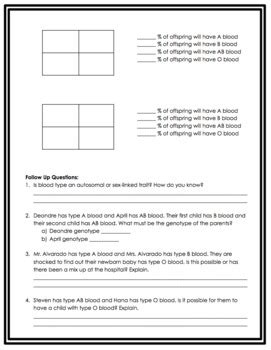 Blood Type Punnett Square Activity By Science Lessons That Rock TpT